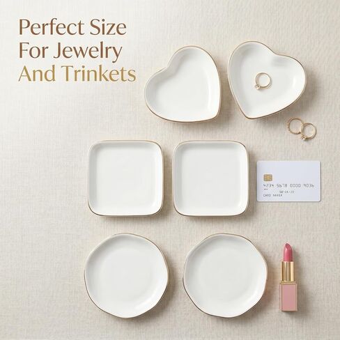 6 Pcs Ceramic Jewelry Tray, Decorative Trinket Dish for Jewelry Storage, Bridal Shower, Weddings, Birthdays Gifts (Assorted Sizes 4-4.6 Inch, White) in Saudi Arabia