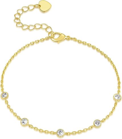 Gold Bracelets for Women 14K Gold Bracelets for Women Link Bracelet for Womens Blend of Elegance and Simplicity Cubic Zirconia Bracelet for Womens Adjustable Size (7-8.6) Inches in Saudi Arabia