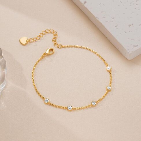 Gold Bracelets for Women 14K Gold Bracelets for Women Link Bracelet for Womens Blend of Elegance and Simplicity Cubic Zirconia Bracelet for Womens Adjustable Size (7-8.6) Inches in Saudi Arabia