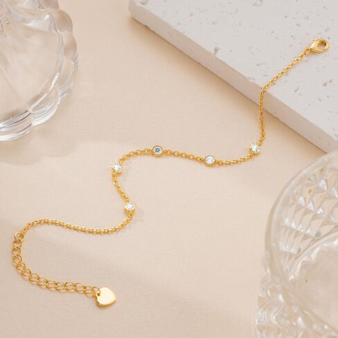Gold Bracelets for Women 14K Gold Bracelets for Women Link Bracelet for Womens Blend of Elegance and Simplicity Cubic Zirconia Bracelet for Womens Adjustable Size (7-8.6) Inches in Saudi Arabia