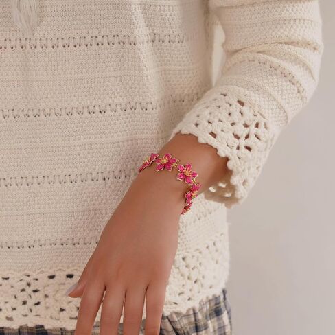 FANCY SHINY Boho Raffia Flower Bracelets Cute Beach Summer Jewelry Tropical Vacation Outfits for Women in Saudi Arabia