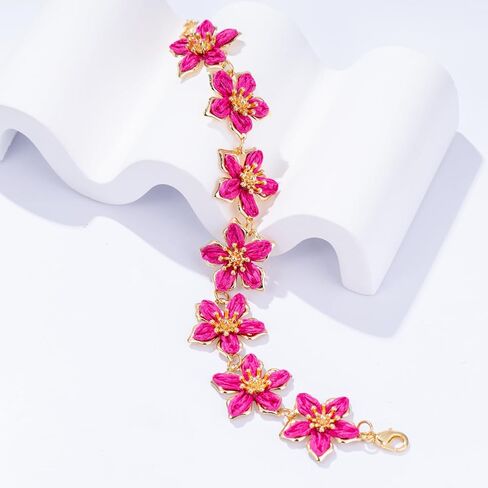 FANCY SHINY Boho Raffia Flower Bracelets Cute Beach Summer Jewelry Tropical Vacation Outfits for Women in Saudi Arabia