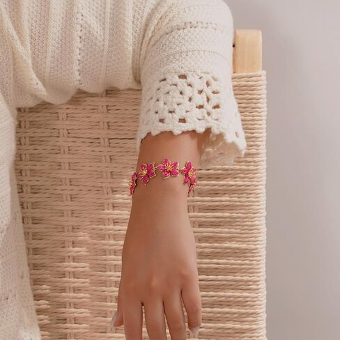 FANCY SHINY Boho Raffia Flower Bracelets Cute Beach Summer Jewelry Tropical Vacation Outfits for Women in Saudi Arabia