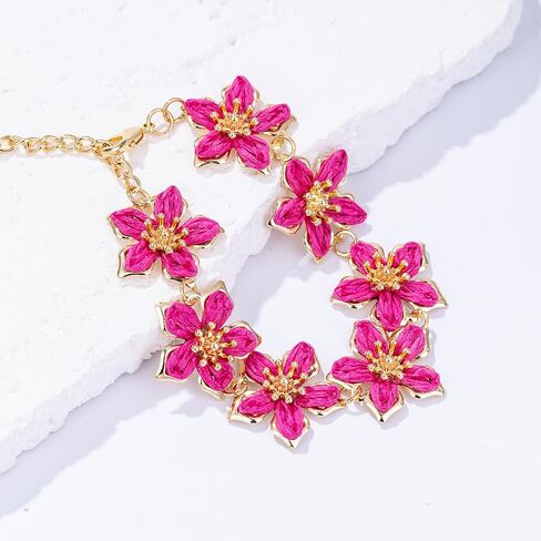 FANCY SHINY Boho Raffia Flower Bracelets Cute Beach Summer Jewelry Tropical Vacation Outfits for Women in Saudi Arabia
