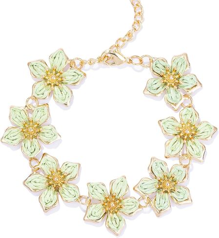 FANCY SHINY Boho Raffia Flower Bracelets Cute Beach Summer Jewelry Tropical Vacation Outfits for Women in Saudi Arabia
