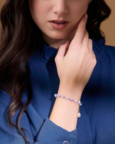 Mondo Cattolico Gold-tone Rosary Bracelet with Pink and Light Blue Variegated Beads, Rose Miraculous Medal, Catholic Prayer Bracelet for Women and Men in Saudi Arabia