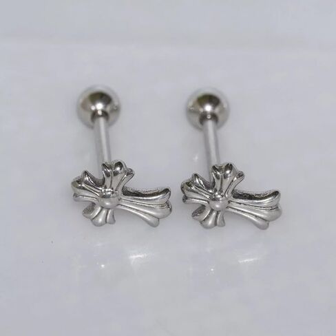 14G Stainless Steel Cross Tongue Rings for Women Men Vintage Silver Cross Tongue Stud Ring Straight Barbell Tongue Piercing Jewelry 16mm in Kuwait