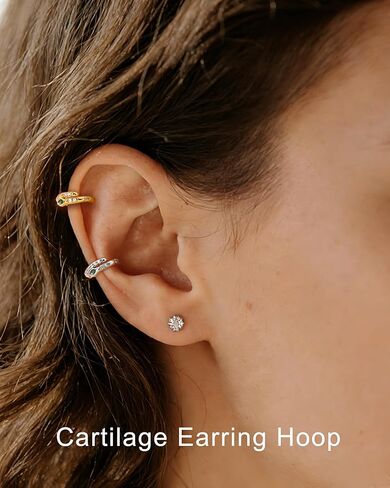 yehoseen 16G الأفعى الحلزون هوب القرط 316L الجراحية الصلب محارة اللولب ثقب المجوهرات 8MM محارة هوب الذهب الرخ القرط الزمرد الأخضر Daith ثقب المجوهرات للنساء in Kuwait