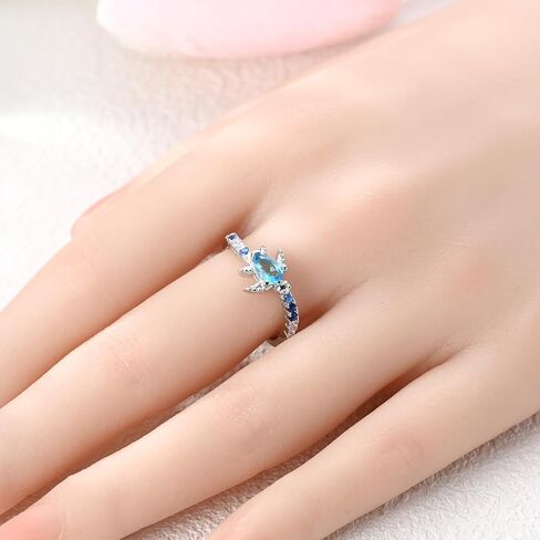 Hapour S925 Sterling Silver Sea Turtle Ring with CZ Stones Unique Statement Band Trendy Jewelry Gifts for Women Teens Ring Size 6-9 in Kuwait