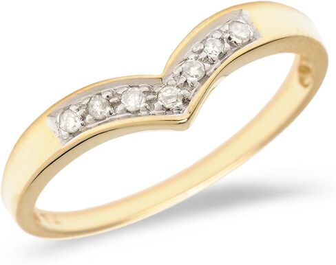 10K Yellow Gold Diamond Chevron Ring in Kuwait