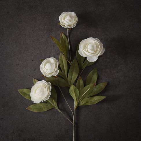 VIERENA 6 PCS Artificial Ranunculus Branches for Vase - 27" Fake Silk Persian Buttercup Stems Look Real Faux Flowers for DIY Bouquet, Table Centerpieces, Farmhouse, Home Decor (Cream) in Saudi Arabia
