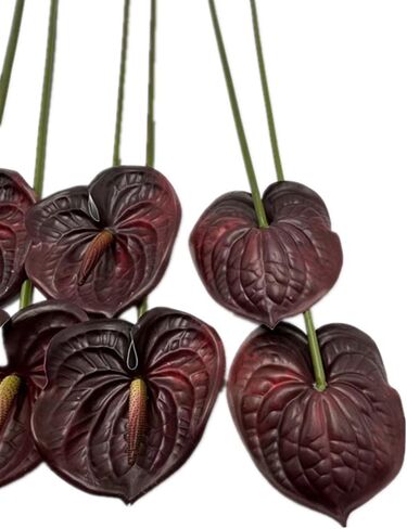 8pcs Burgundy Anthurium Artificial Flowers Lifelike Fake Flowers 5.5" Head for Table Centerpieces Bridal Wedding Festival Christmas Hotel Home Floral Decor (Burgundy) in Kuwait