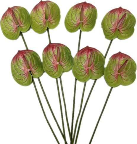 8pcs Burgundy Anthurium Artificial Flowers Lifelike Fake Flowers 5.5" Head for Table Centerpieces Bridal Wedding Festival Christmas Hotel Home Floral Decor (Burgundy) in Kuwait