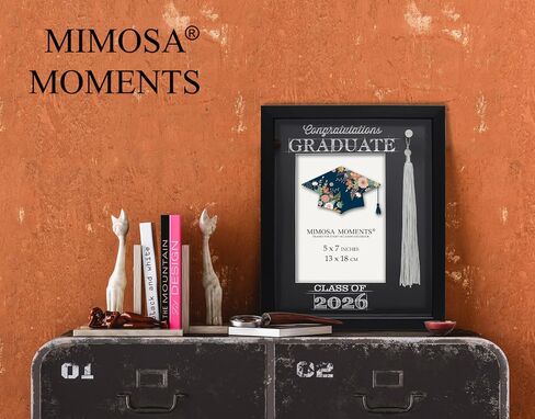 5x7 2026 Graduation Frame with Real Gray Tassel & Holder | 5x7 Graduation photo Frame, Paper Mat & Greeting Card, Tool-Free Install, Wall & Tabletop Decor, Gift for 2026 Graduates in Saudi Arabia