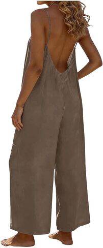 Backless Jumpsuits for Women 2026 Casual Summer Wide Leg Jumpsuit Flowy Spaghetti Straps Romper Beach Outfits Overalls in Kuwait