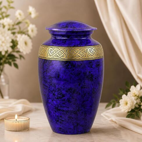 Aluminum Metal Cremation Urns for Ashes & Mortal Remains | Handmade Beautiful Urns for Humans and Pets (Antique Autumn Brass) in Saudi Arabia