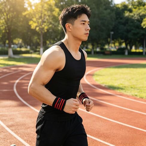 Form Fitting Sleeveless Tank Top for Men Basic Solid Color Crew Neck Casual Everyday Wear Slim Fit Workout Shirt (Black) in Kuwait