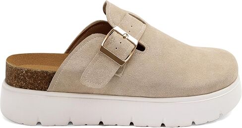 Gengzai Platform Clogs for Women Platform Slip-On Clogs Cork Footbed Casual Shoes & Mules for Women Round Toe Comfortable Buckle Shoes in Kuwait