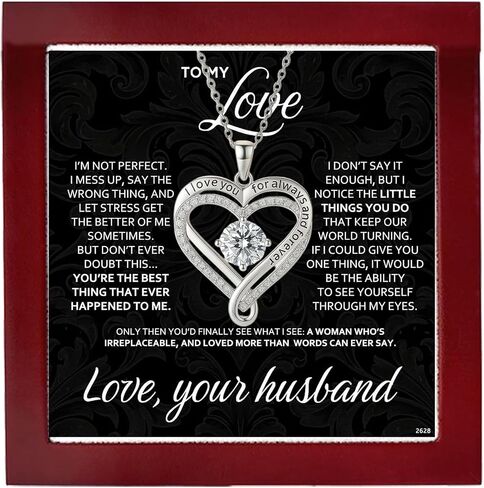 ziella Jewelry Forever Love Heart Necklaces for Wife,I Love You Necklace Valentine's Day Anniversary Birthday Jewerly Pendant Gifts for Women, in Saudi Arabia