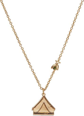 Alex and Ani Camping Tent Necklace | Opening Tent Locket Charm | Summer Camp Jewelry | Shiny Gold, Brass | Camp Counselor Gift in Kuwait