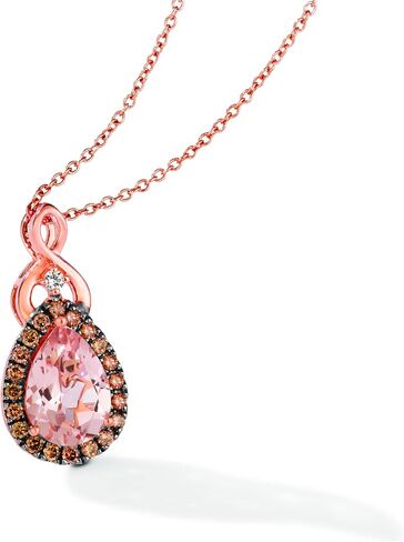 قلادة LE VIAN من الألماس 1/4 قيراط و1 1/3 قيراط من قطع الكمثرى الوردي من مورجانيت على شكل قطرة هالة للنساء من الذهب الوردي عيار 14 قيراط (بني، SI1-SI2، cttw) على سلسلة 18 بوصة in Kuwait