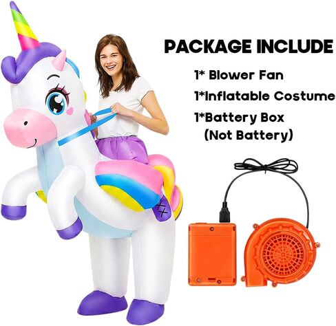 JUROSAICA Inflatable Unicorn Costume Adult Ride On Blow Up Halloween Suit | Lightweight Polyester Quick Inflation Funny for Halloween Easy to Wear Move Include Blower Fan Portable For Men Women Ride On in Saudi Arabia