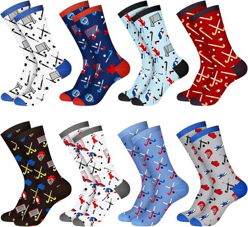Liitrsh 8 Pairs Funny Field Hockey Socks for Women Men Novelty Field Hockey Gifts Sports Athletic Crew Socks for Sports Lovers Players Team Gifts in Saudi Arabia