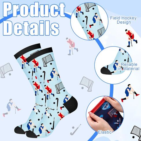 Liitrsh 8 Pairs Funny Field Hockey Socks for Women Men Novelty Field Hockey Gifts Sports Athletic Crew Socks for Sports Lovers Players Team Gifts in Saudi Arabia