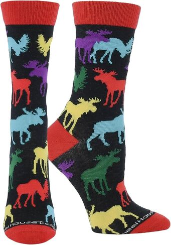 WHD Moose Pop Crew Socks for Women & Men | Fun Animal Socks, Nature Lover Gift in Kuwait