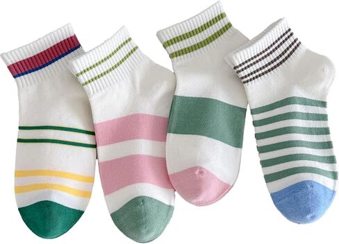 Cute Striped Ankle Socks for Women Retro Colorful Novelty Cotton Short Socks Girls Vintage Funky Casual Low Cut Sock in Saudi Arabia