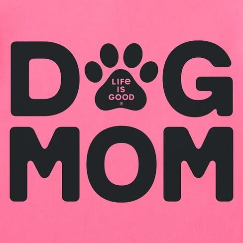 الحياة جيدة. سترة نسائية بأكمام قصيرة من Paw Dog Mom - LITE Vee، باللون الوردي البطيخي in Kuwait