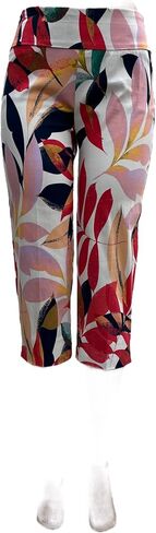 Zac & Rachel Womens Floral Pull on Stretch Capri with Slits on Hem in Kuwait