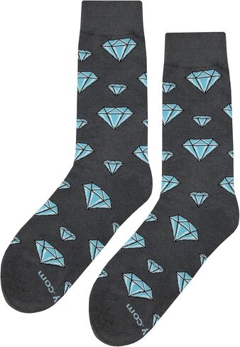 Diamond Dress Socks Funny Novelty Crazy Fun Design Men Size 8-12 Cotton Casual Crew Colorful Funky Fancy Socks Gift for Men in Kuwait