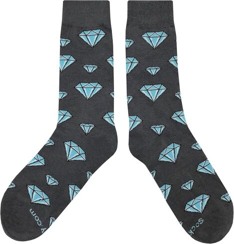 Diamond Dress Socks Funny Novelty Crazy Fun Design Men Size 8-12 Cotton Casual Crew Colorful Funky Fancy Socks Gift for Men in Kuwait