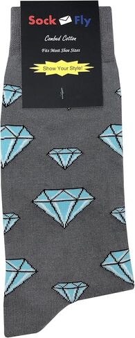 Diamond Dress Socks Funny Novelty Crazy Fun Design Men Size 8-12 Cotton Casual Crew Colorful Funky Fancy Socks Gift for Men in Kuwait