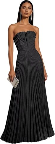 Strapless Satin Prom Dresses 2026 Long A Line Cocktail Dress Pleated Formal Wedding Guest Dresses for Women in Saudi Arabia
