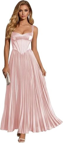 Pleated Satin Bridesmaid Dresses for Women Spaghetti Straps A Line Formal Evening Party Gowns in Saudi Arabia
