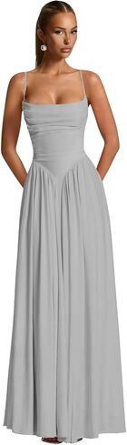 Spaghetti Strap Chiffon Bridesmaid Dresses Long A Line Prom Formal Wedding Guest Dress in Saudi Arabia