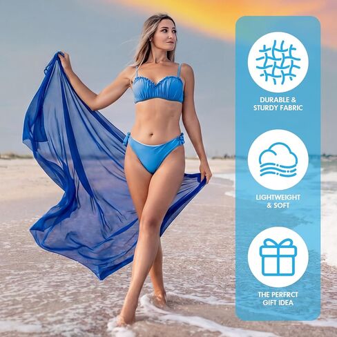 Unittype 8 قطع النساء الشاطئ Sarongs يلتف التغطيات الملونة Sarongs ملابس السباحة التغطيات للنساء الشيفون طويل بيكيني يلتف Pareos شير الشاطئ ثوب السباحة التستر للبحر الساحلي الزي ارتداء الملحقات in Kuwait