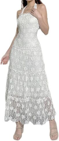 Women See Through Lace Dress Y2k Sexy Sheer Mesh Bodycon Long Dress Spaghetti Strap Sleeveless Cover Up Maxi Dress in Saudi Arabia