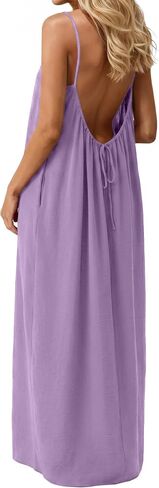 Lepunuo Summer Dresses for Women Backless Cami Sundresses Flowy Sexy Swimsuit Coverup Beach Vacation with Pockets in Saudi Arabia
