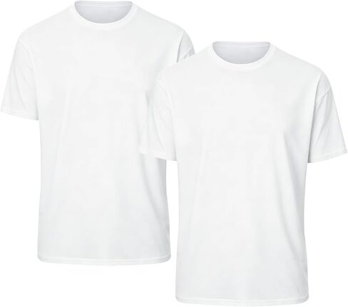 OKBA 2 Pack Black/White t Shirts Available for Men, Crew Neck Short Sleeve Men's Undershirt,Plain Workout Polyester tee in Kuwait