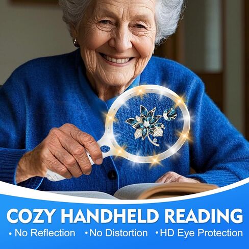 Large Magnifying Glass with Lights,10X 25X 45X 60X Handheld Lighted Magnifier, 5in Page Magnifier LED Lights, Magnifying Glass for Reading Small Prints & Low Vision Seniors with Aging Eyes in Saudi Arabia