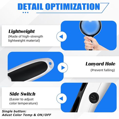 Large Magnifying Glass with Lights,10X 25X 45X 60X Handheld Lighted Magnifier, 5in Page Magnifier LED Lights, Magnifying Glass for Reading Small Prints & Low Vision Seniors with Aging Eyes in Saudi Arabia
