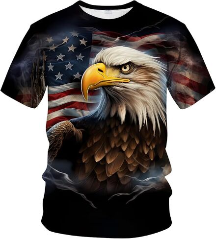 Funny USA Bald Eagle T-Shirt American Flag Style Graphic Tee Shirt in Saudi Arabia