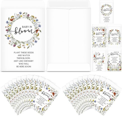 Fumete 50 Pcs Baby Shower Seed Packet Favors Wildflower Baby in Bloom Kraft Self Adhesive Envelopes Mini Organizer for Garden Office Gift Party Favors, No Seeds, 5 Styles in Saudi Arabia