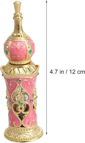 Healifty 12Ml Vintage Refillable Glass Flavor Bottle Empty Essential Oil Container Middle Eastern Style Decorative Perfume Bottle for Wedding Travel and Home Decor in Kuwait