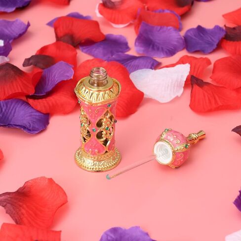 Healifty 12Ml Vintage Refillable Glass Flavor Bottle Empty Essential Oil Container Middle Eastern Style Decorative Perfume Bottle for Wedding Travel and Home Decor in Kuwait