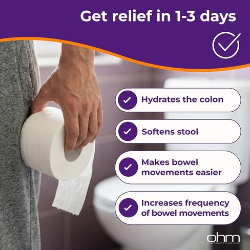 OHM InstaLax Polyethylene Glycol PEG 3350 - Stool Softeners for Constipated Adults, Teens, Men, and Women - Relieves Occasional Constipation, Gentle and Effective Laxative Solution, 26.9 oz (45 Doses) in Saudi Arabia
