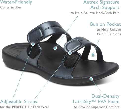 Aetrex Women's Janey Sport Orthopedic Adjustable Water-friendly Slides Sandals in Kuwait